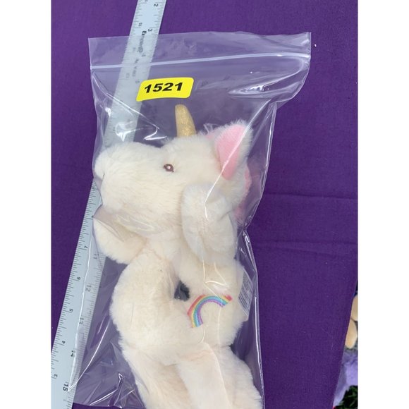 Spark Create Immagine Unicorn Cream Baby Rattle Pink Accent Rainbow Embriodered - Picture 5 of 6